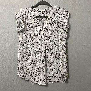 Chaus New York size medium flowy black and white polka dot shirt